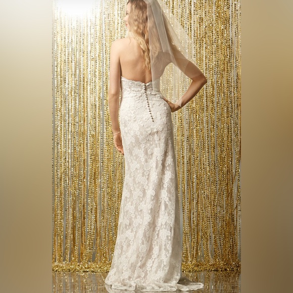 Wtoo Sisi Gown/11525 in Ivory Parisian Lace with Topaz Charmeuse Lining size 2 - Picture 2 of 15